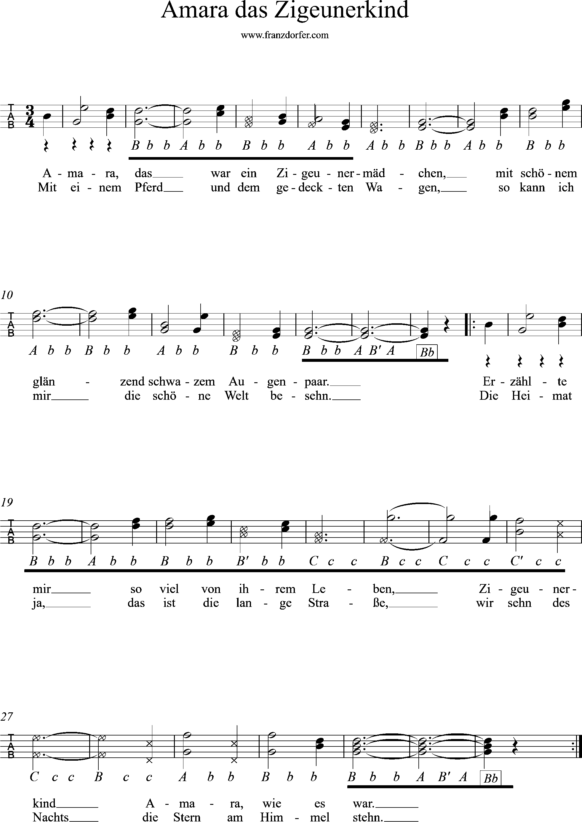 Amara das Zigeunerkind-griffschrift.png Ziach noten, Griffschrift, Amara das Zigeunerkind
